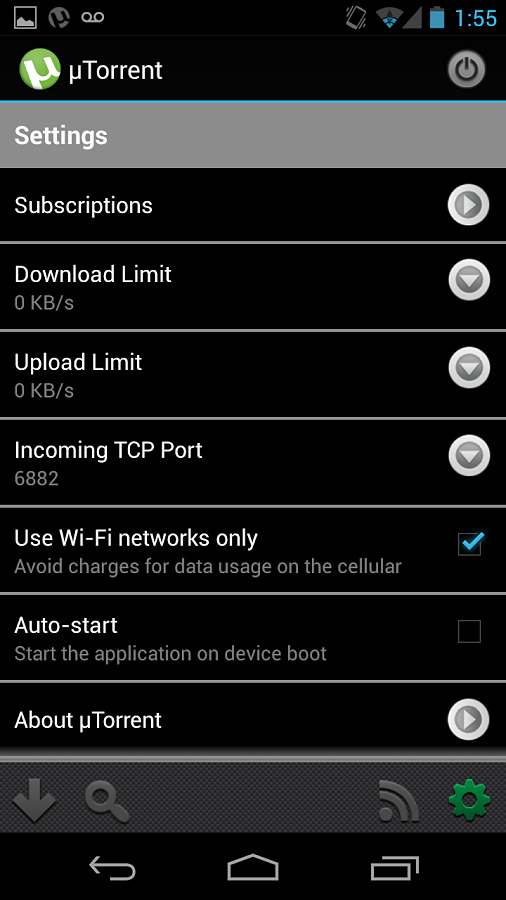 µTorrent - Torrent App for Android in 2013 – Settings