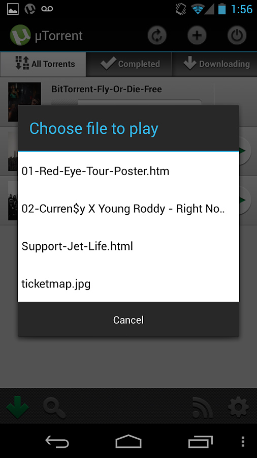µTorrent - Torrent App for Android in 2013 – Choose file to play