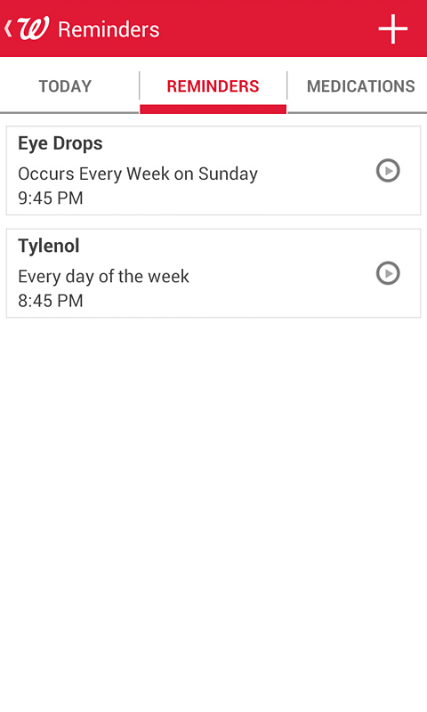 Walgreens for Android in 2013 – Reminders