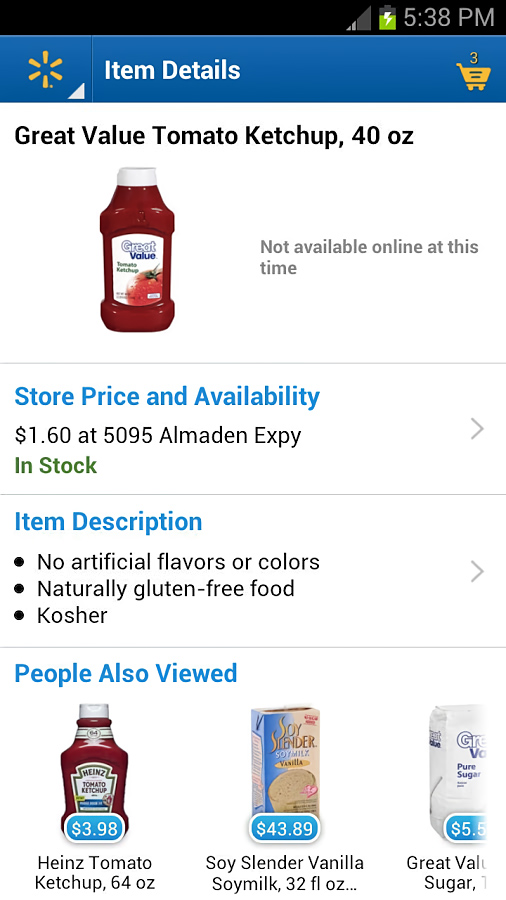 Walmart for Android in 2013 – Item Details