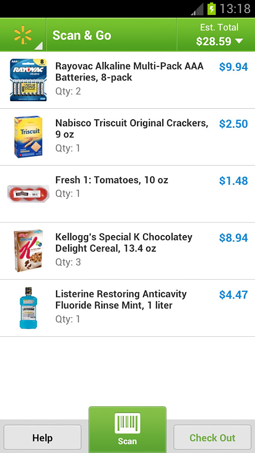 Walmart for Android in 2013 – Scan & Go