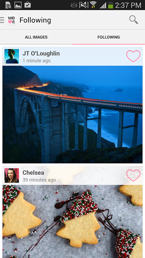 We Heart It for Android in 2013 – Following