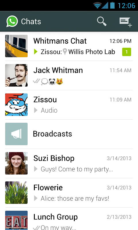 WhatsApp Messenger for Android in 2013 – Chats