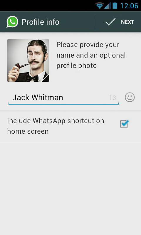 WhatsApp Messenger for Android in 2013 – Profile Info