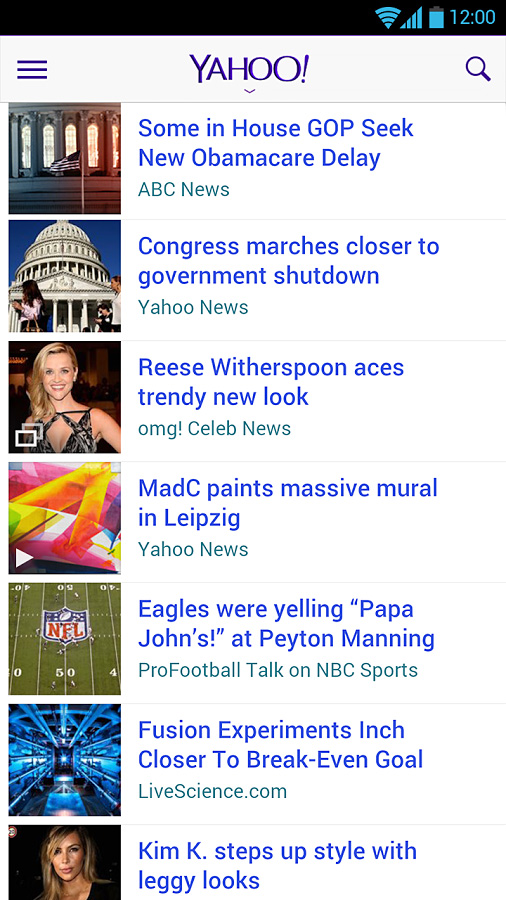 Yahoo! for Android in 2013