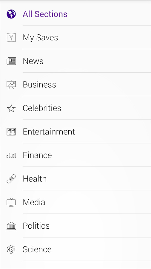 Yahoo! for Android in 2013 – All Sections