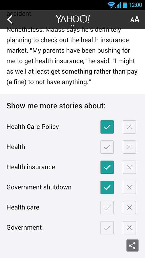 Yahoo! for Android in 2013