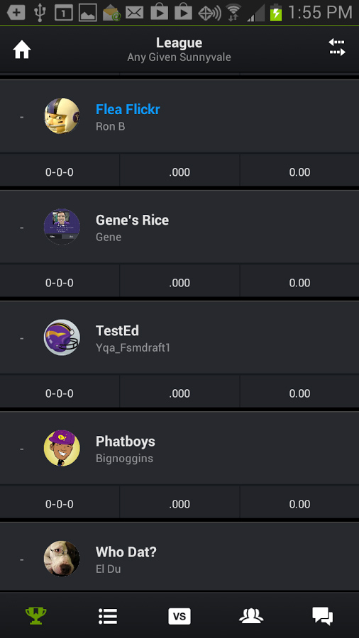 Yahoo Fantasy Sports Football for Android in 2013 – League