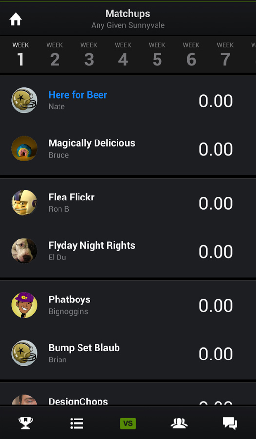 Yahoo Fantasy Sports Football for Android in 2013 – Matchups