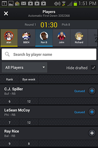 Yahoo Fantasy Sports Football for Android in 2013