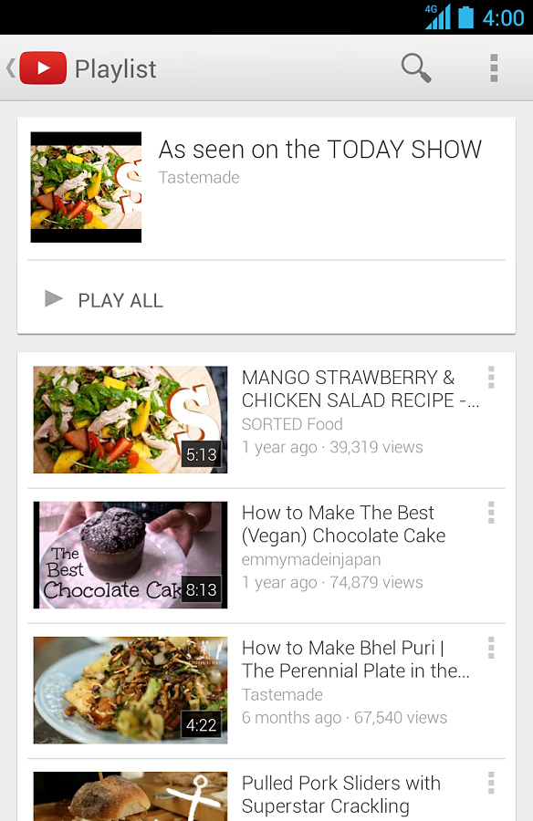 YouTube for Android in 2013 – Playlist