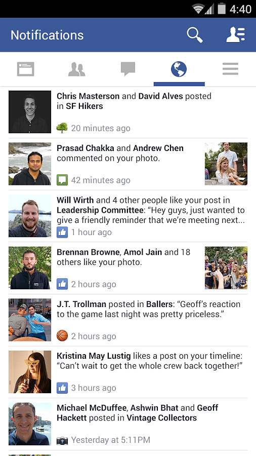Facebook for Android in 2014 – Notifications