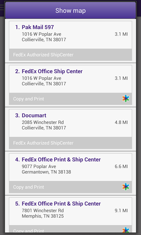 FedEx Mobile for Android in 2014 – Show Map