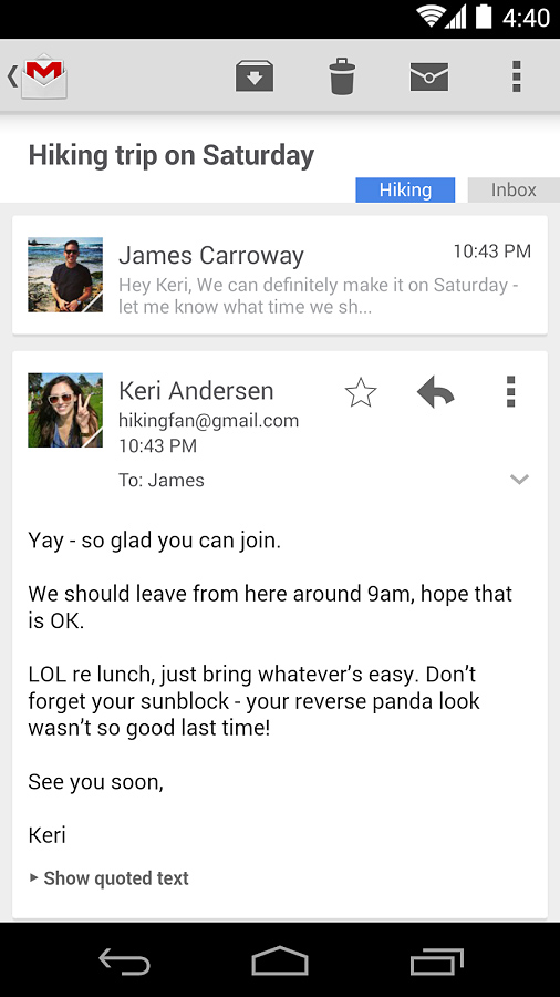 Gmail for Android in 2014