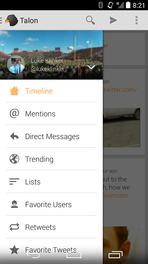 Talon for Twitter for Android in 2014 – Timeline