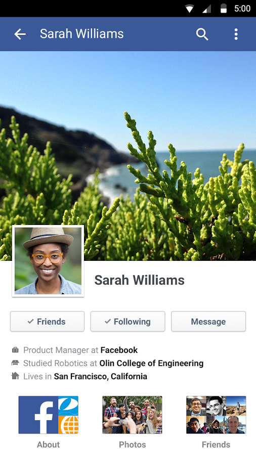 Facebook for Android in 2015 – Profile
