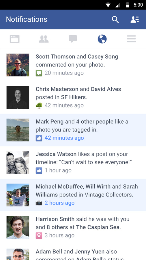 Facebook for Android in 2015 – Notifications