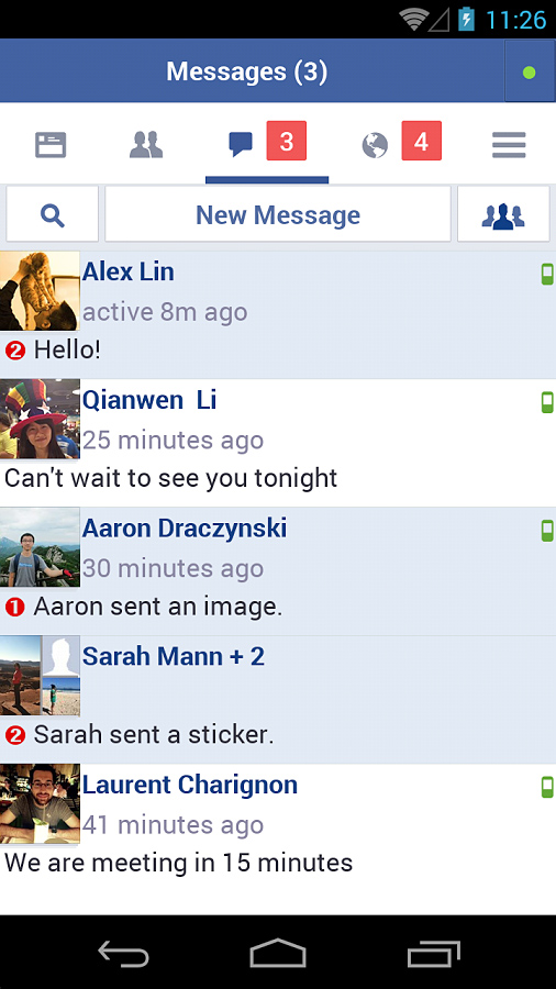 Facebook Lite for Android in 2015 – Messages