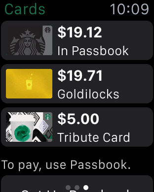 Starbucks for Apple Watch in 2015 – Cards