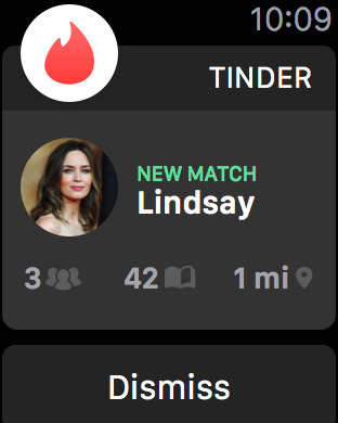 Tinder for Apple Watch in 2015 – New Match