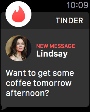 Tinder for Apple Watch in 2015 – New Message