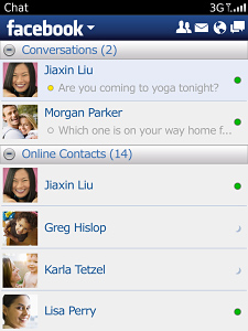 Facebook for BlackBerry in 2011 – Chat