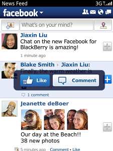 Facebook for BlackBerry in 2011 – News Feed