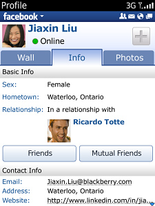 Facebook for BlackBerry in 2011 – Profile