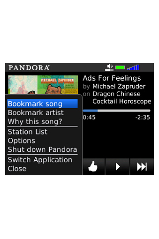Pandora Radio for BlackBerry in 2011