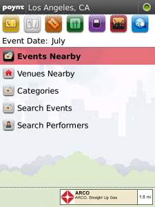 Poynt for BlackBerry in 2011 – Events Nearby