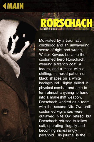 Watchmen for iPhone in 2009 – Rorschach