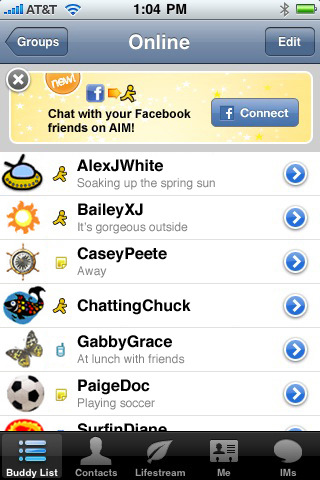 AIM (Free Edition) for iPhone in 2010