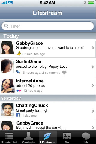 AIM (Free Edition) for iPhone in 2010 – Lifestream