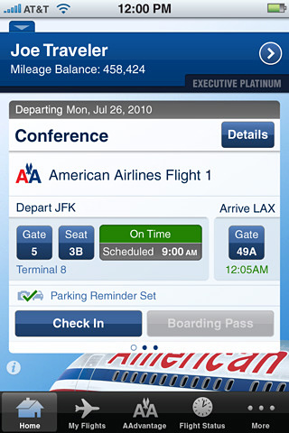 American Airlines for iPhone in 2010