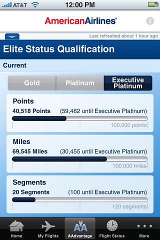 American Airlines for iPhone in 2010 – AAdvantage