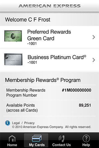 American Express for iPhone in 2010
