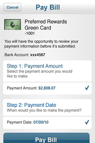 American Express for iPhone in 2010 – Pay Bill