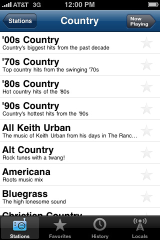 AOL Radio for iPhone in 2010 – Stations