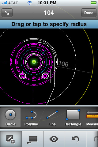 AutoCAD WS for iPhone in 2010 – Circle