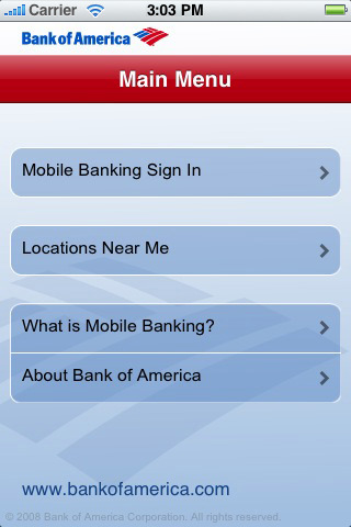 Bank of America - Mobile Banking for iPhone in 2010