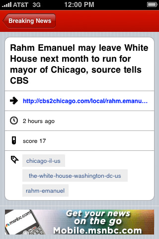 Breaking News for iPhone in 2010