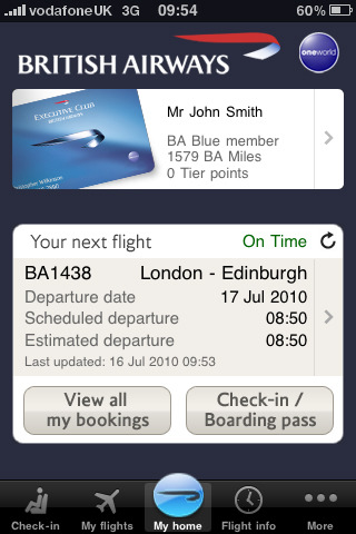 British Airways for iPhone in 2010
