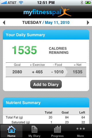 Calorie Counter & Diet Tracker for iPhone in 2010 – Home