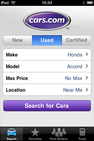 Cars.com for iPhone in 2010