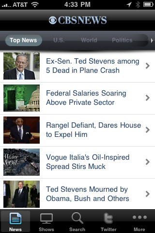 CBS News for iPhone in 2010