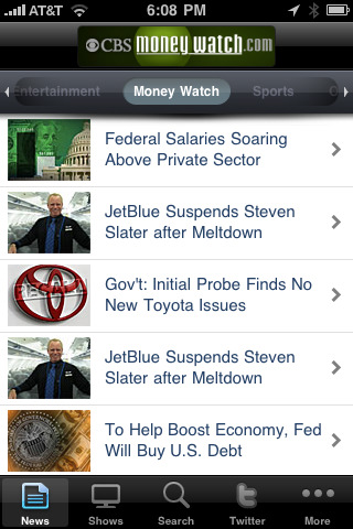 CBS News for iPhone in 2010 – Shows – Money Watch