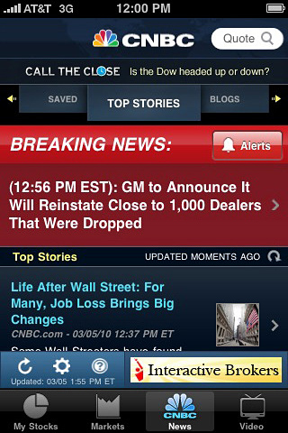 CNBC Real-Time for iPhone in 2010