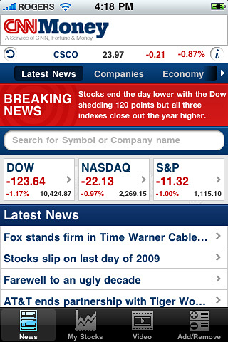 CNNMoney for iPhone in 2010 – News
