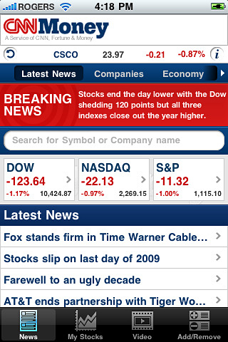 CNNMoney for iPhone in 2010