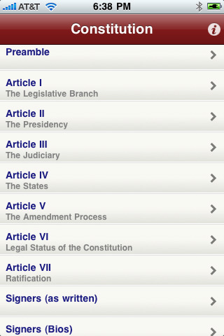 Constitution for iPhone in 2010